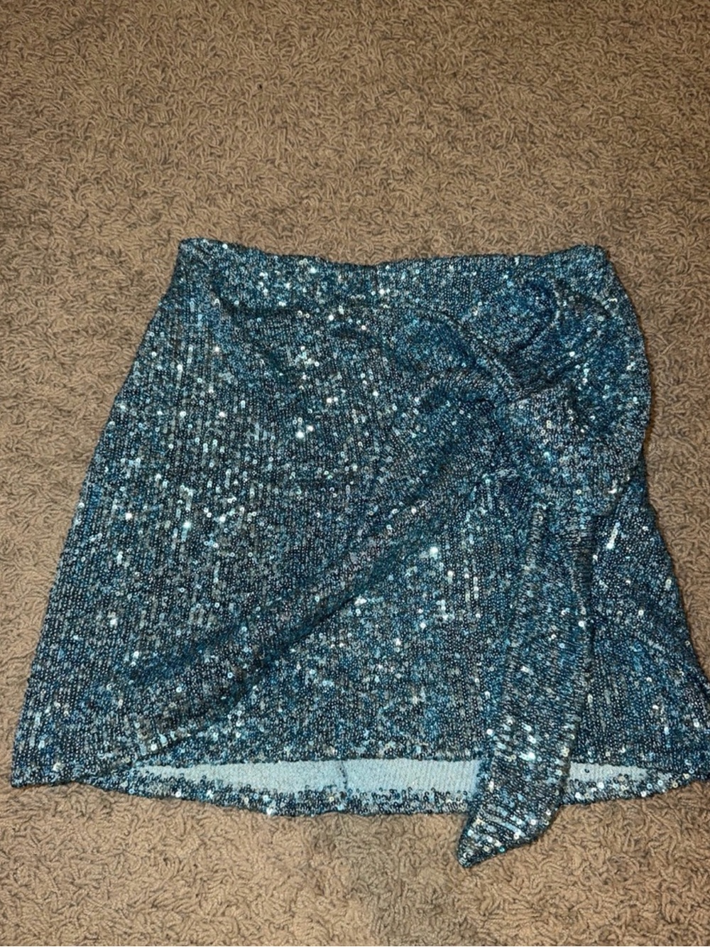 Show Me Your MuMu Teal Sequin Wrap Mini Skirt